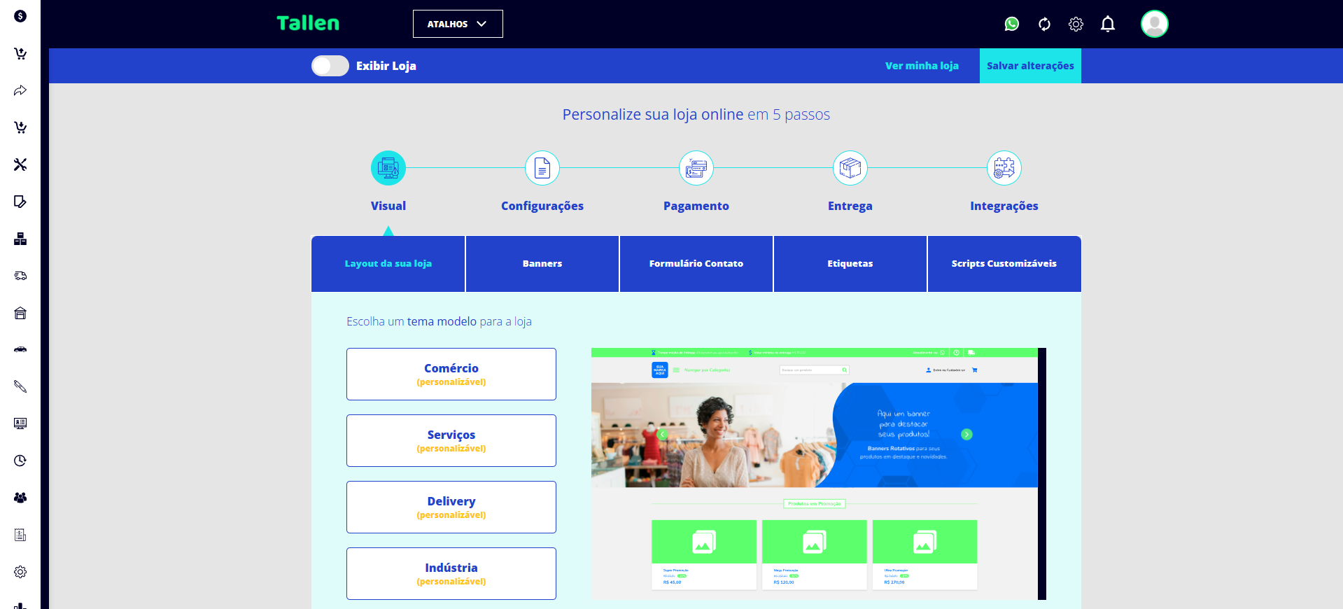 Tela Loja Virtual